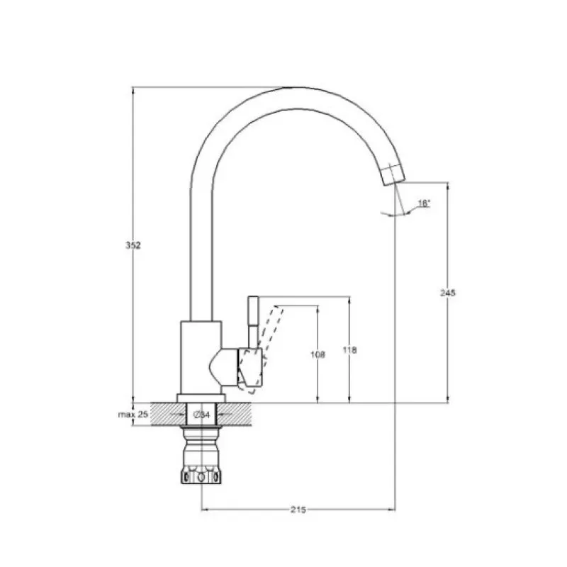 Смеситель для кухни D-Lin H155315, сатин