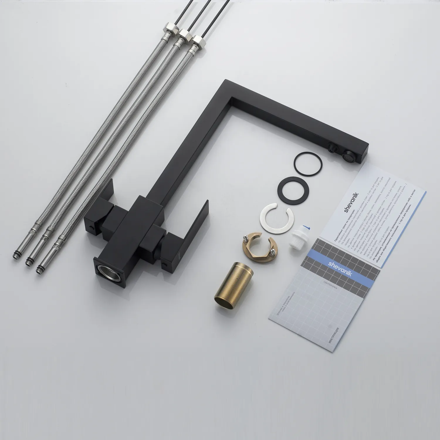 Смеситель для кухни с подключением фильтра Shevanik S148H, черный