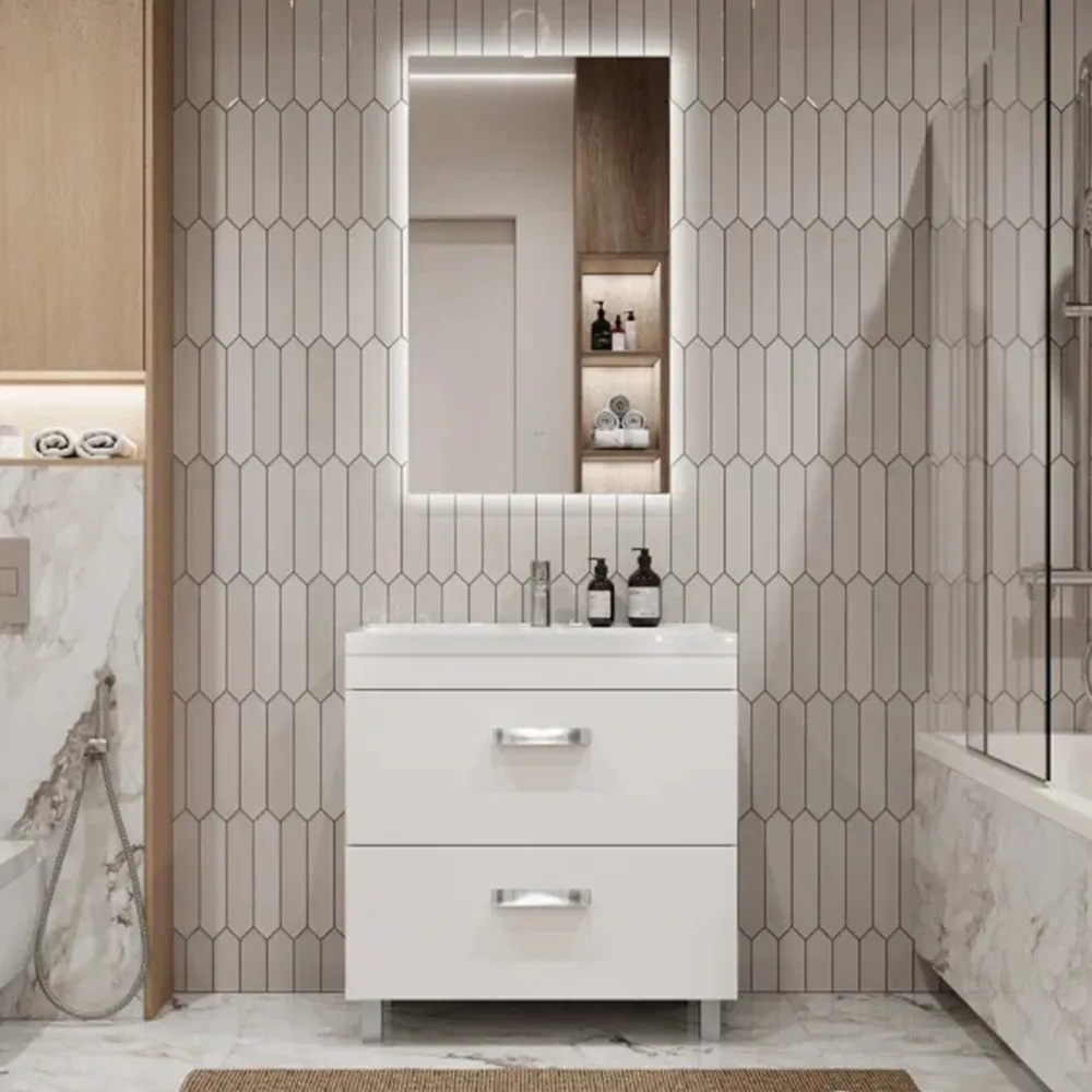 Тумба с раковиной напольная Velvex Orlando tn.ORL.CLA.80.2Y белый матовый, 80 см