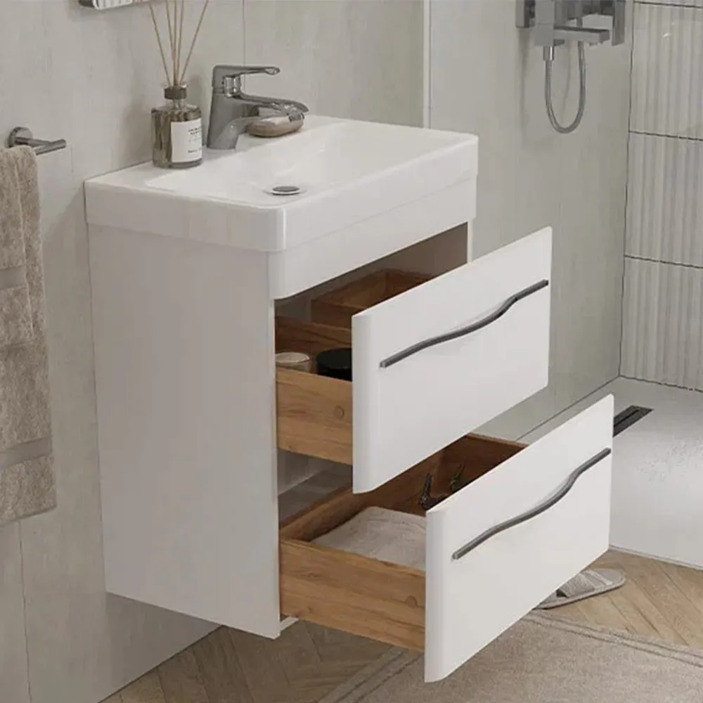 Тумба с раковиной подвесная Velvex Jill tp.JIL.9595.60.2Y белый матовый, 60 см