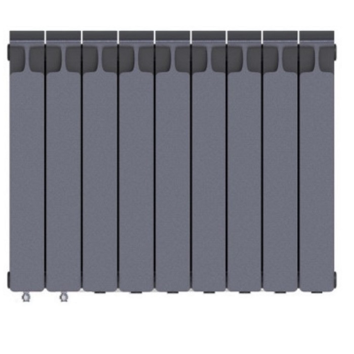 Биметаллический радиатор Rifar Monolit Ventil 300/9 секций, с нижним левым подключением (VL), титан