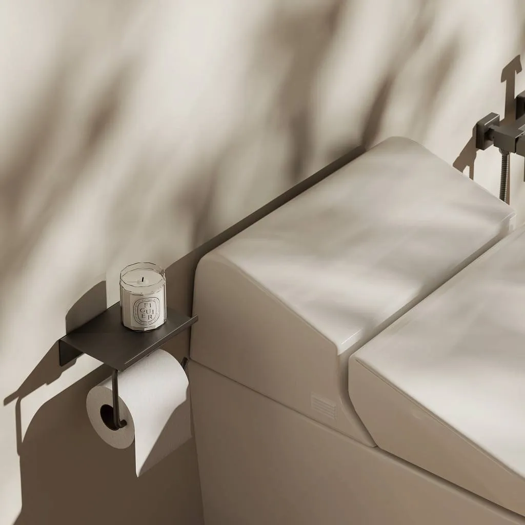 Держатель для туалетной бумаги с полочкой Maretti Torino-GM TRGM51P12, оружейная сталь