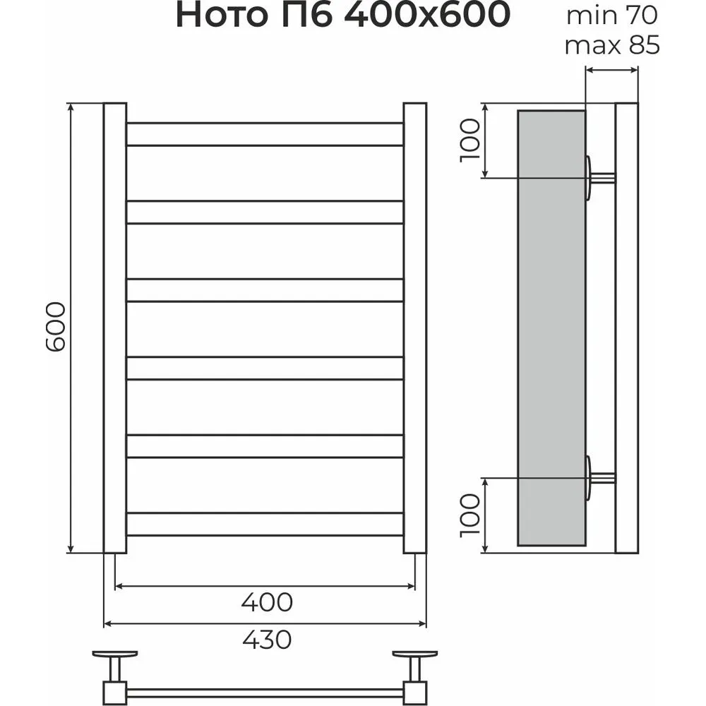 Полотенцесушитель водяной Terminus Ното П6 40х60, хром