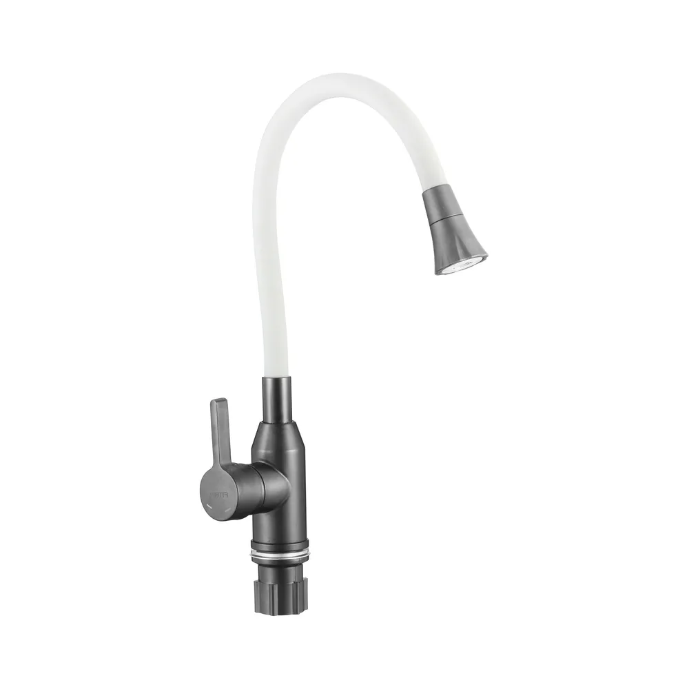 Смеситель для кухни с гибким изливом и режимом душ Fmark FS8277Q-02, графит/белый