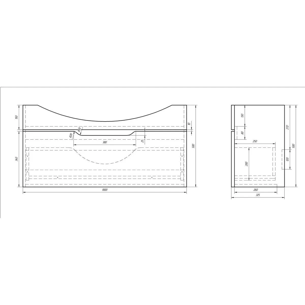 Тумба под раковину подвесная Dreja Laguna 105 см, белый