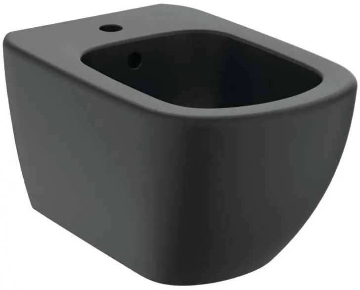 T3552V3 Ideal Standard TESI Подвесное биде, с отверстием под смеситель, с отверстием перелива, с крепежом TT0299598(для скрытого монтажа)Silk Black (Черный матовый)