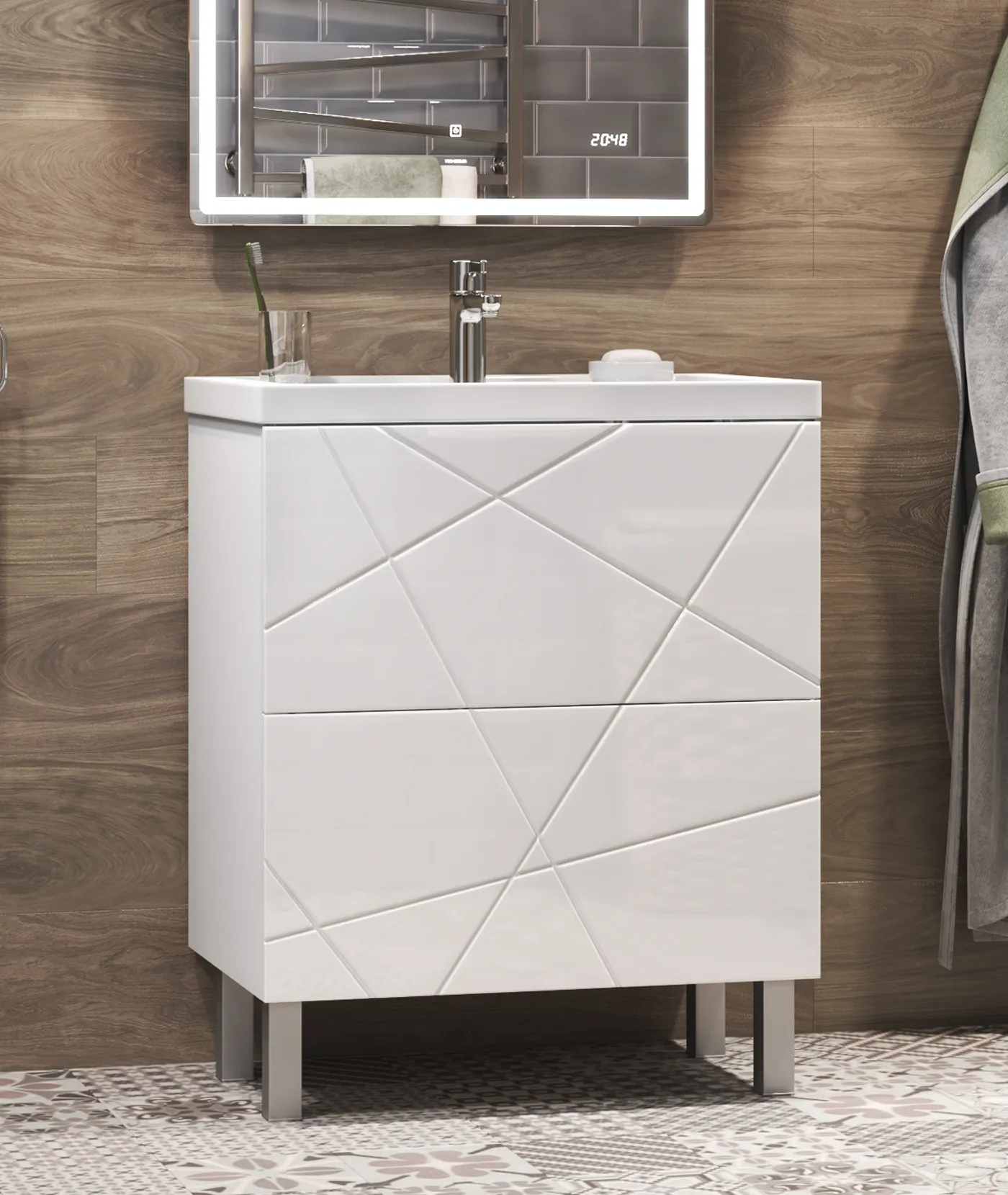 Тумба с раковиной напольная VIGO Geometry tn.bsf.GEO.FOS.60.2Y, 60 см