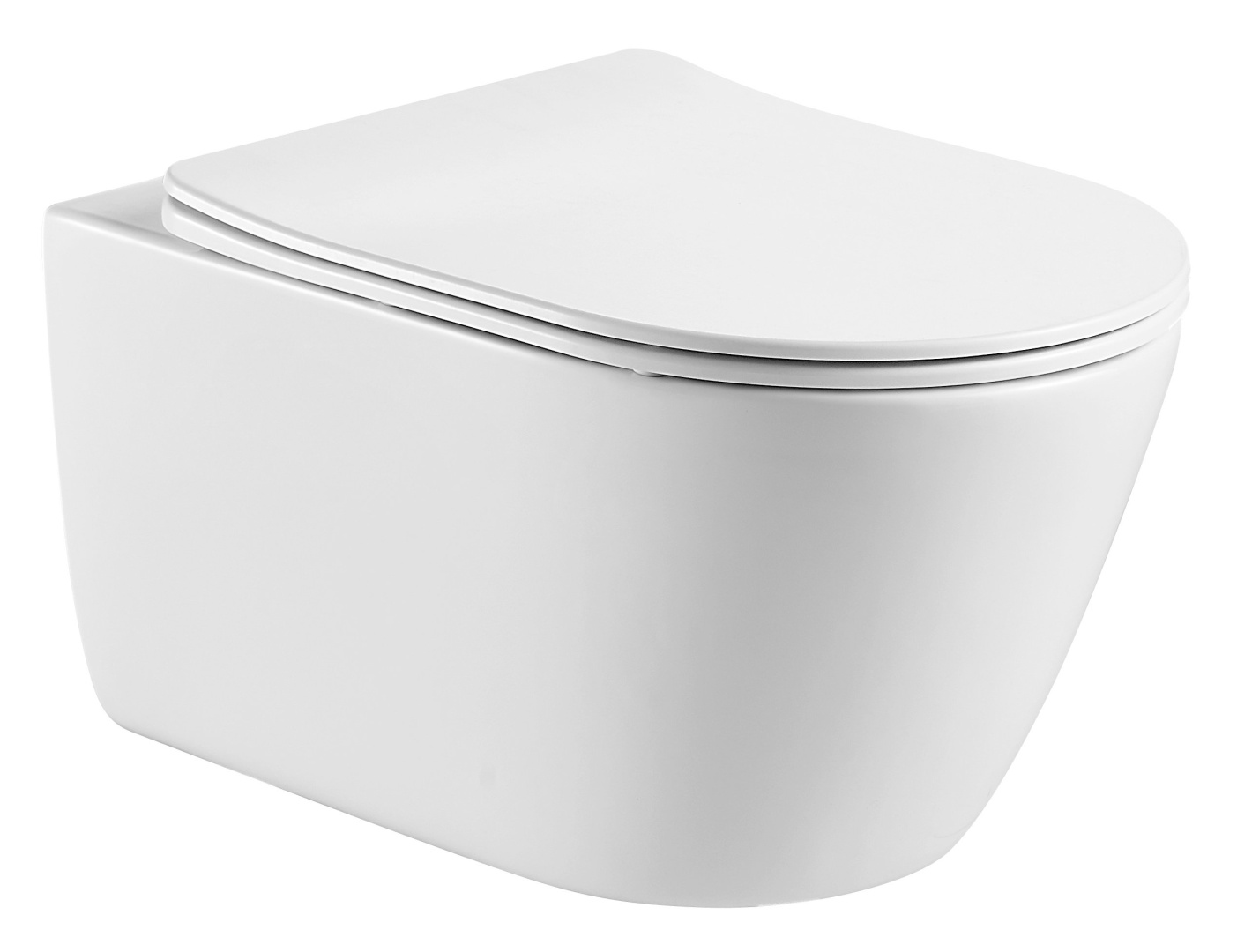 Унитаз подвесной AQUATEK ОБЕРОН AQ1365T-00, безободковый, 531*360*344мм, смыв TORNADO, тонкое сиденье с механизмом плавного закрывания, крепеж