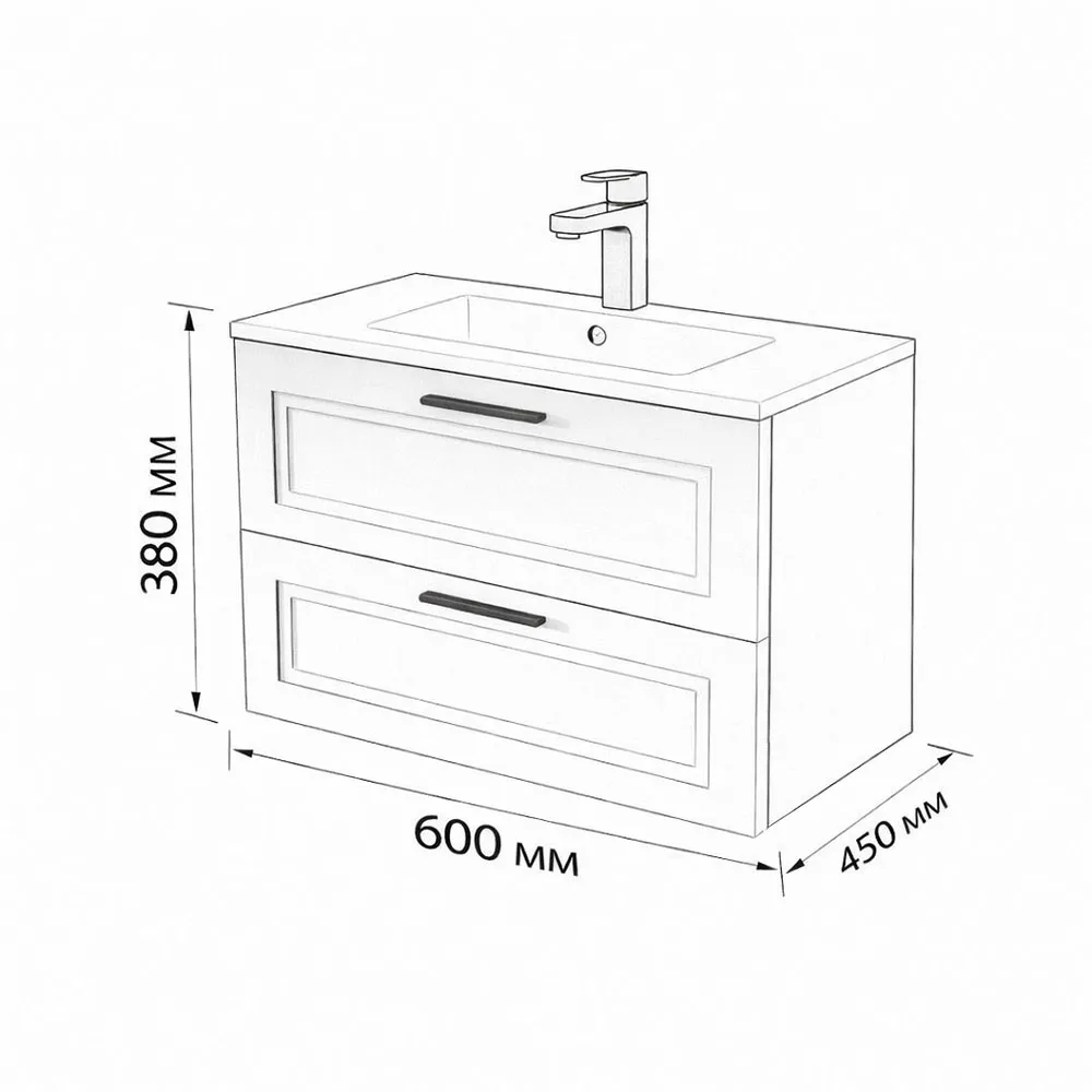 Тумба с раковиной подвесная (60см) Terminus Classik CLA10602701601O, графит