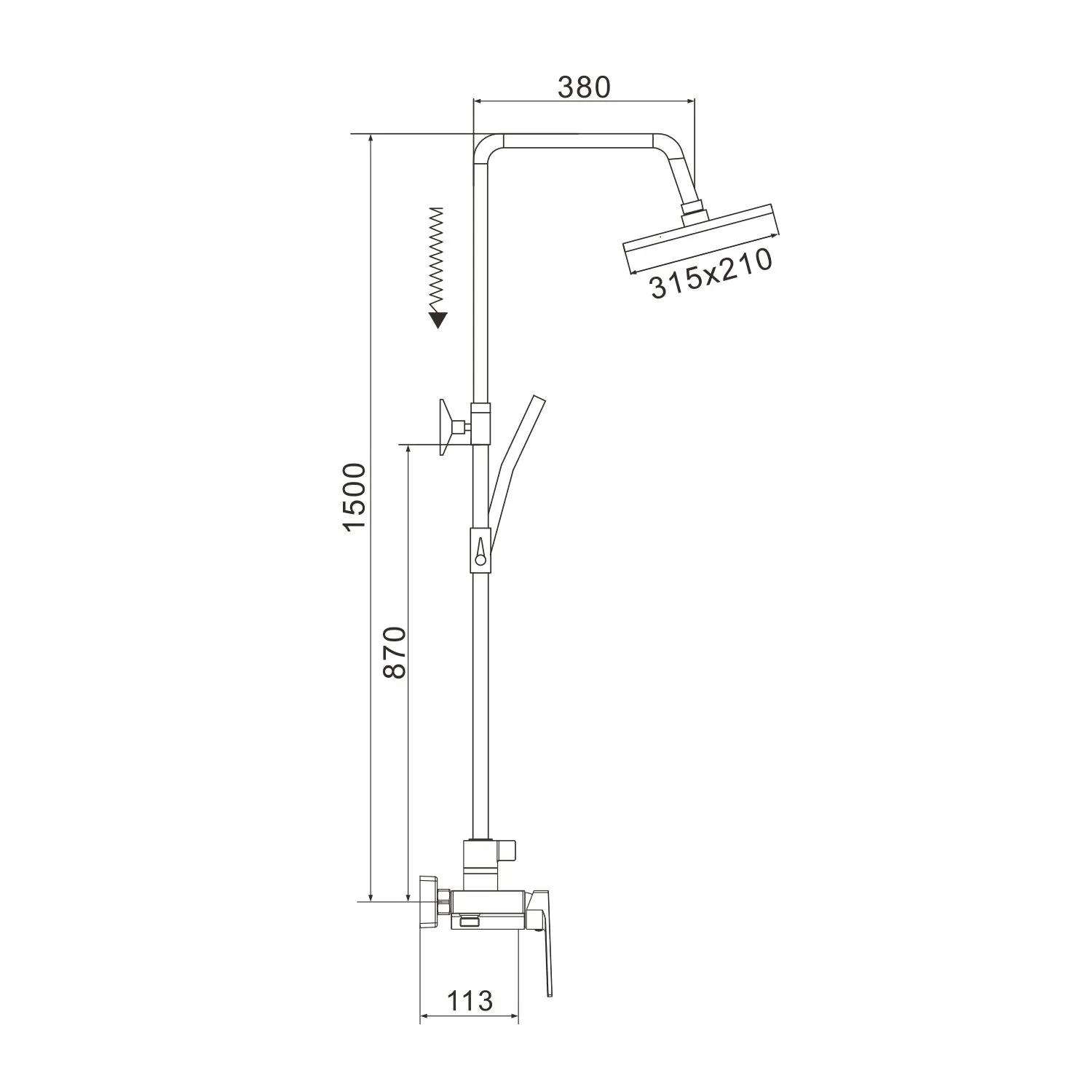 Душевая система Rose R1836H-6, черный