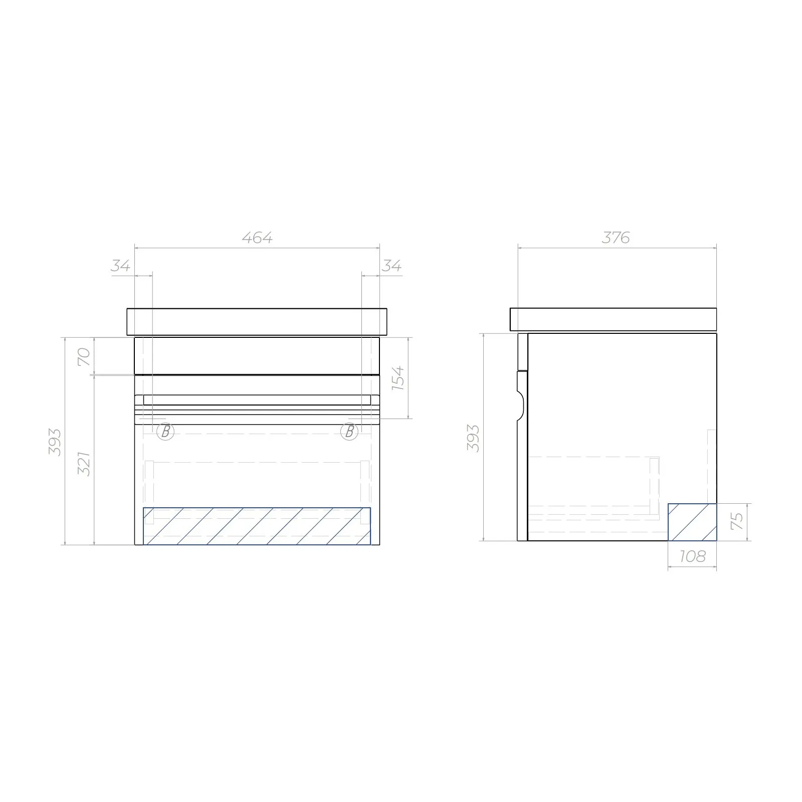Тумба с раковиной подвесная VIGO Holly tp.HOL.FOS.50.1Y, 50 см