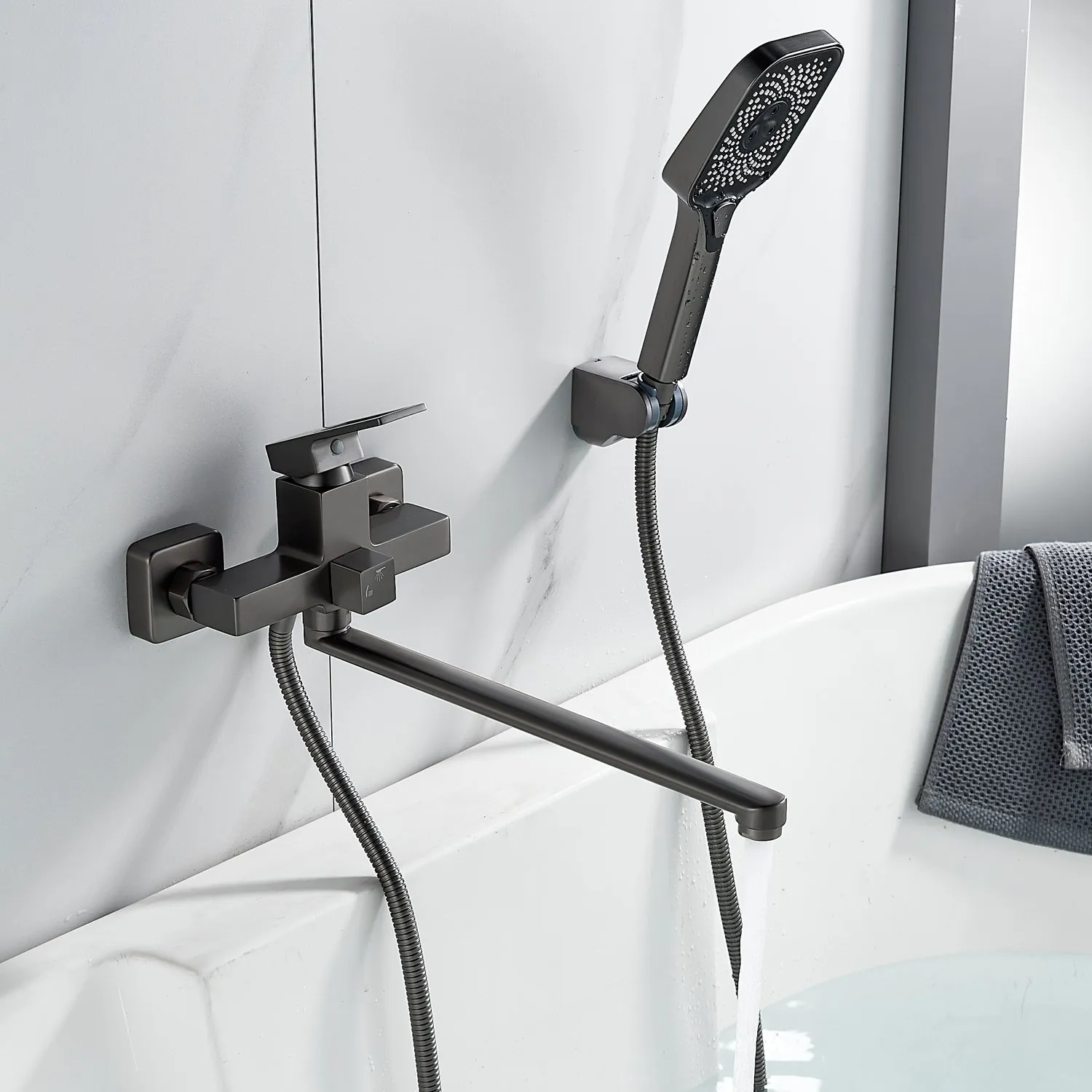 Смеситель для ванны Raffine F2296T, оружейная сталь