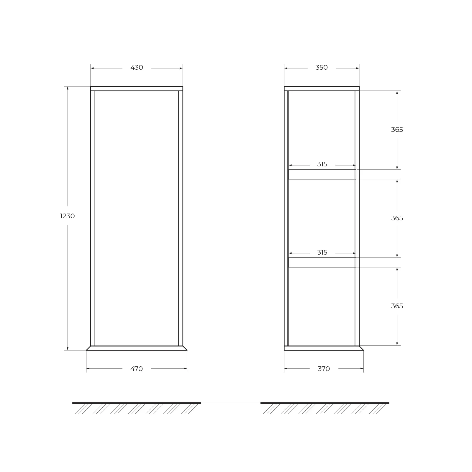 Колонна подвесная с дверью, реверсивная Cezares Idra 470х370х1230, Nero opaco (55819)