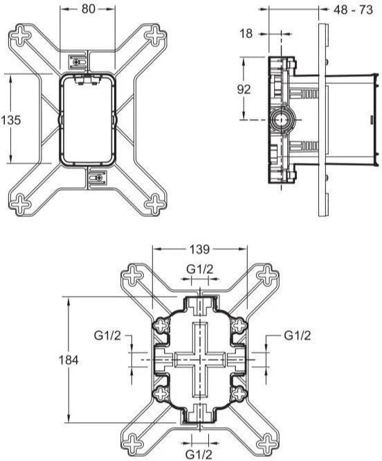 Душевой комплект c внутренней частью Jacob Delafon Modulo E30759-CP хром