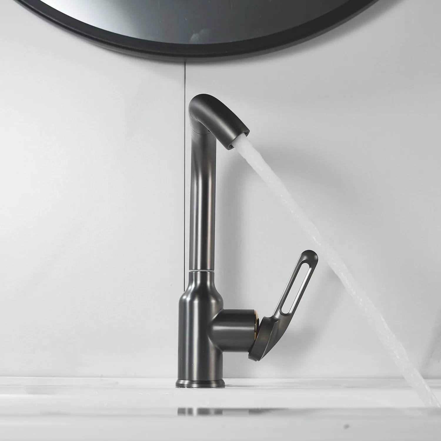 Смеситель для раковины Raffine F201T, оружейная сталь