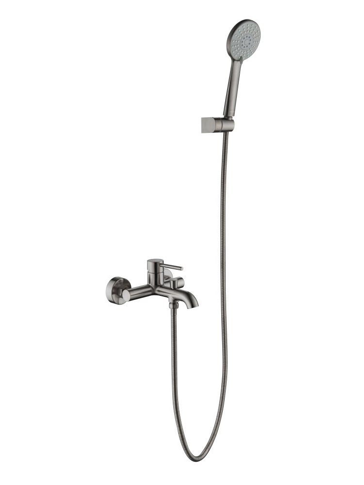 AQ1349BGM ЕВРОПА смеситель для ванны с душевым набором, шлиф. черный хром