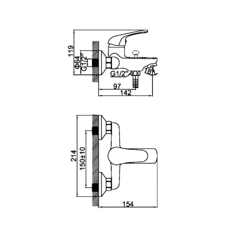 Смеситель для ванны D-Lin D130352, хром