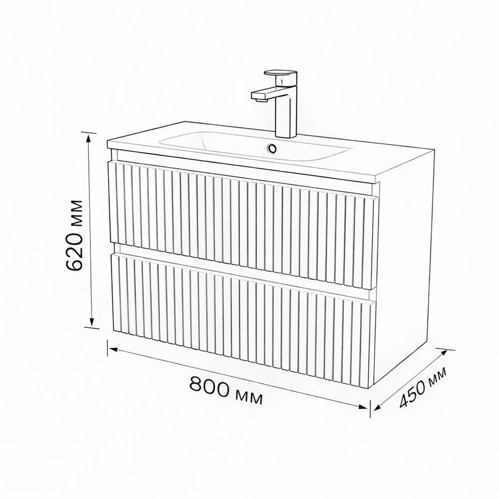 Тумба с раковиной подвесная (80см) Terminus Vatikan VAT10802703101O, серый шёлк