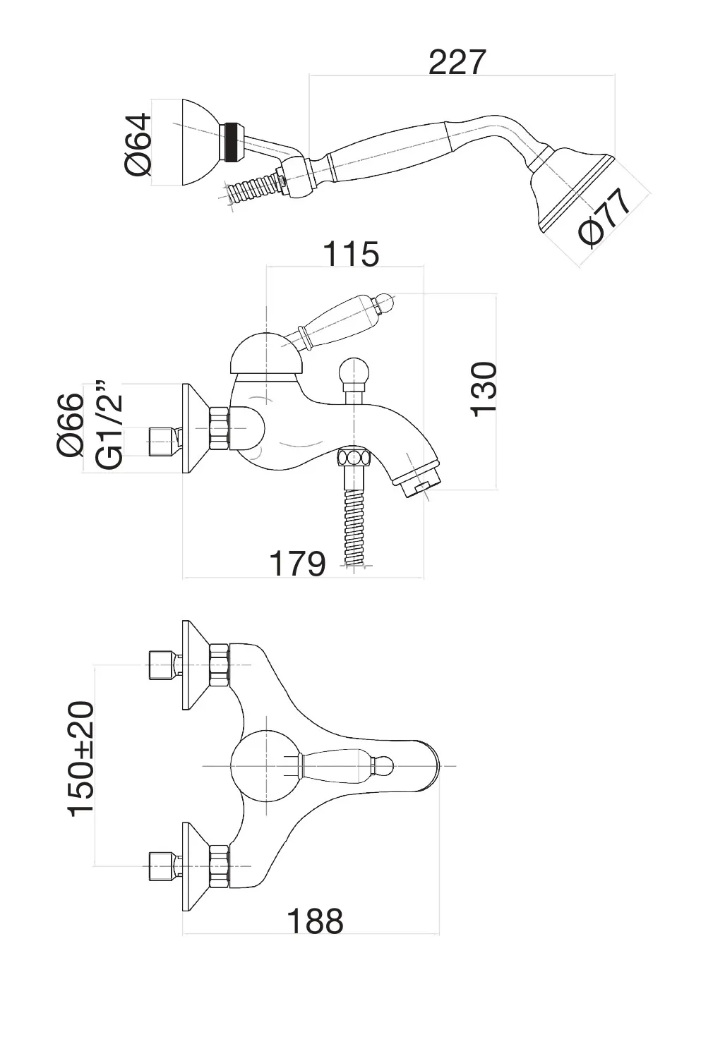 Смеситель для ванны Fiore IMPERIAL 83OO5104, золото