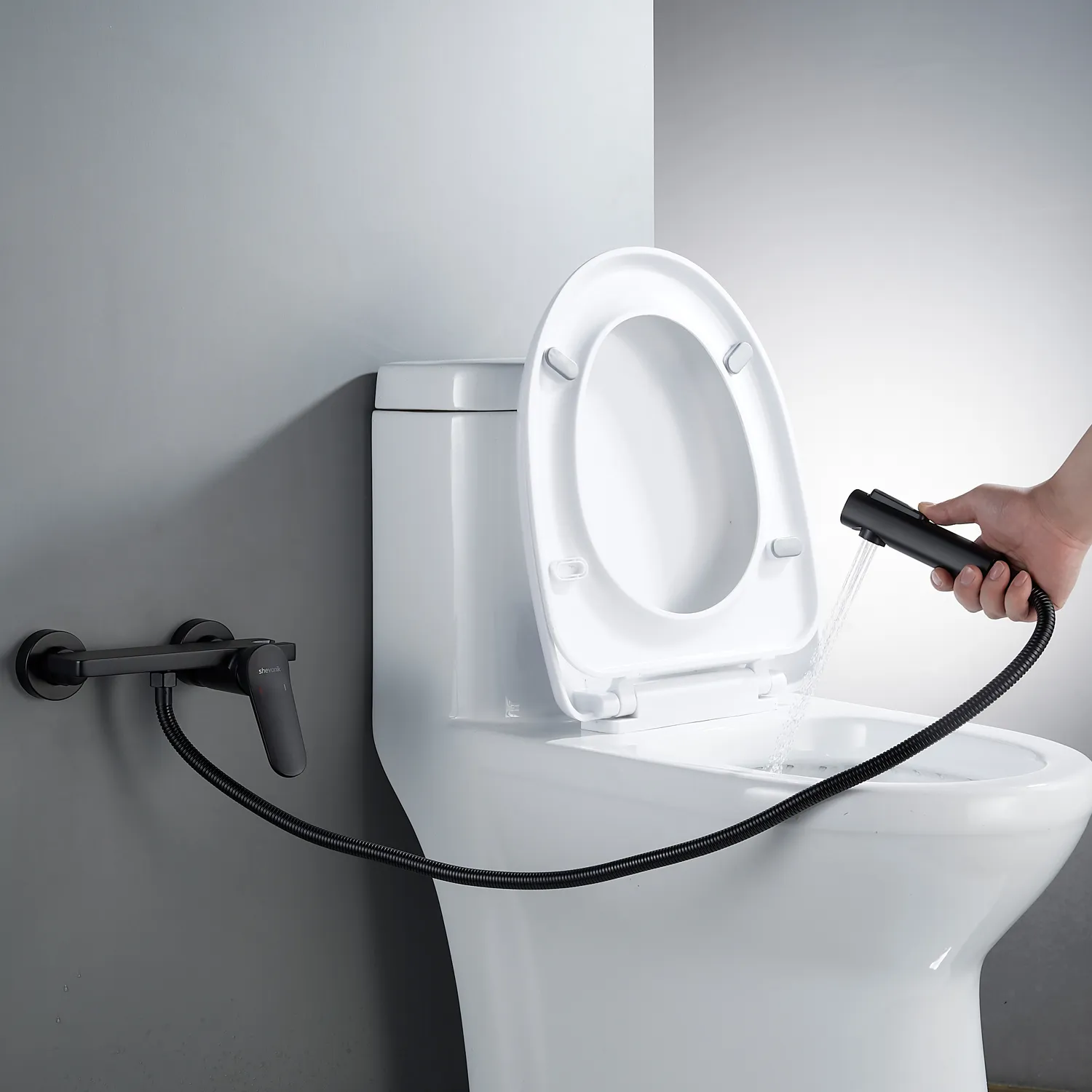 Гигиенический душ со смесителем Shevanik S4305H-1, черный