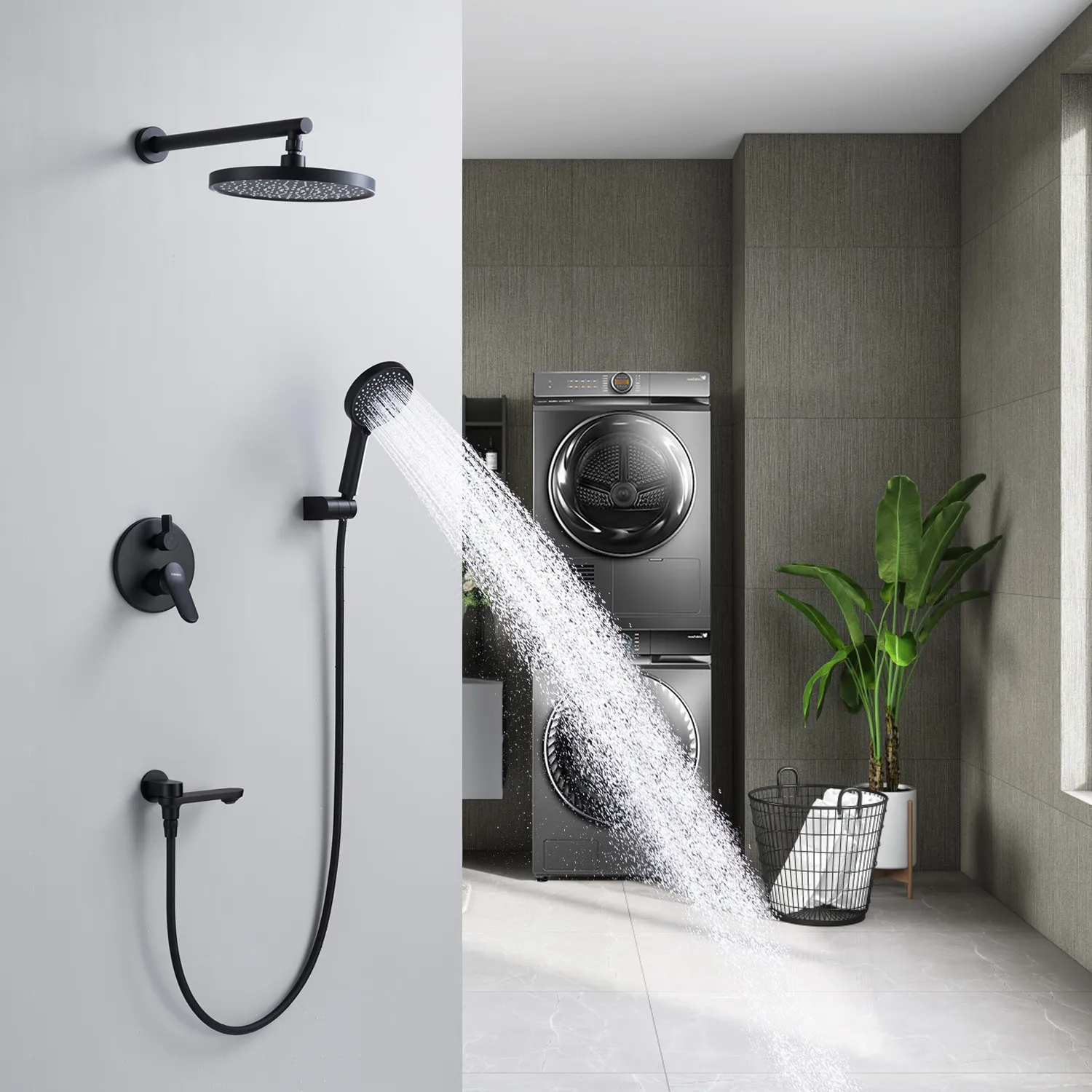 Душевая система встраиваемая Shevanik S4335H, черный