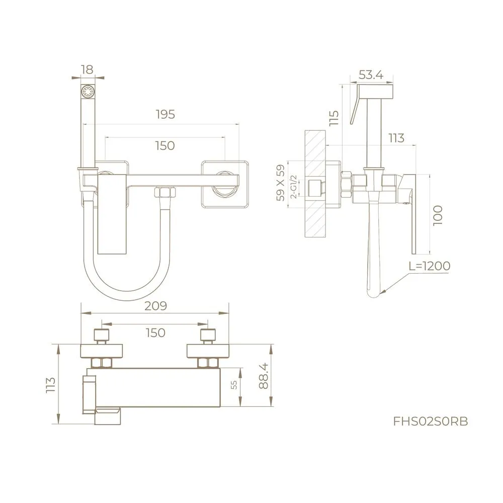 Гигиенический душ со смесителем Knotlor FHS02S0RB, бронза