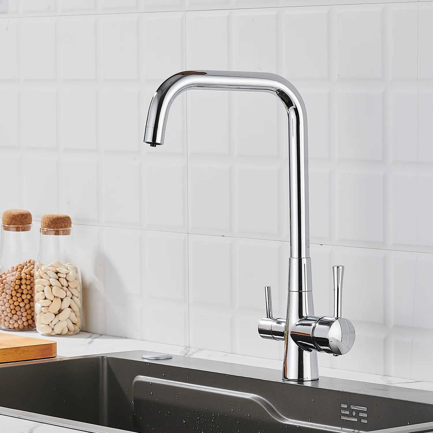 Смеситель для кухни с подключением фильтра Shevanik S528, хром