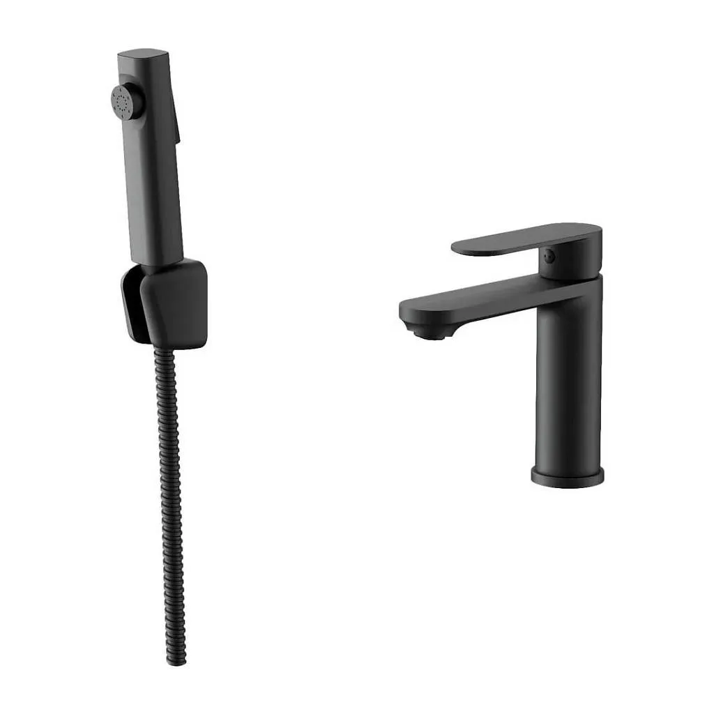 Смеситель для раковины с гигиеническим душем Maretti Florenza Black FLG32RF28, черный