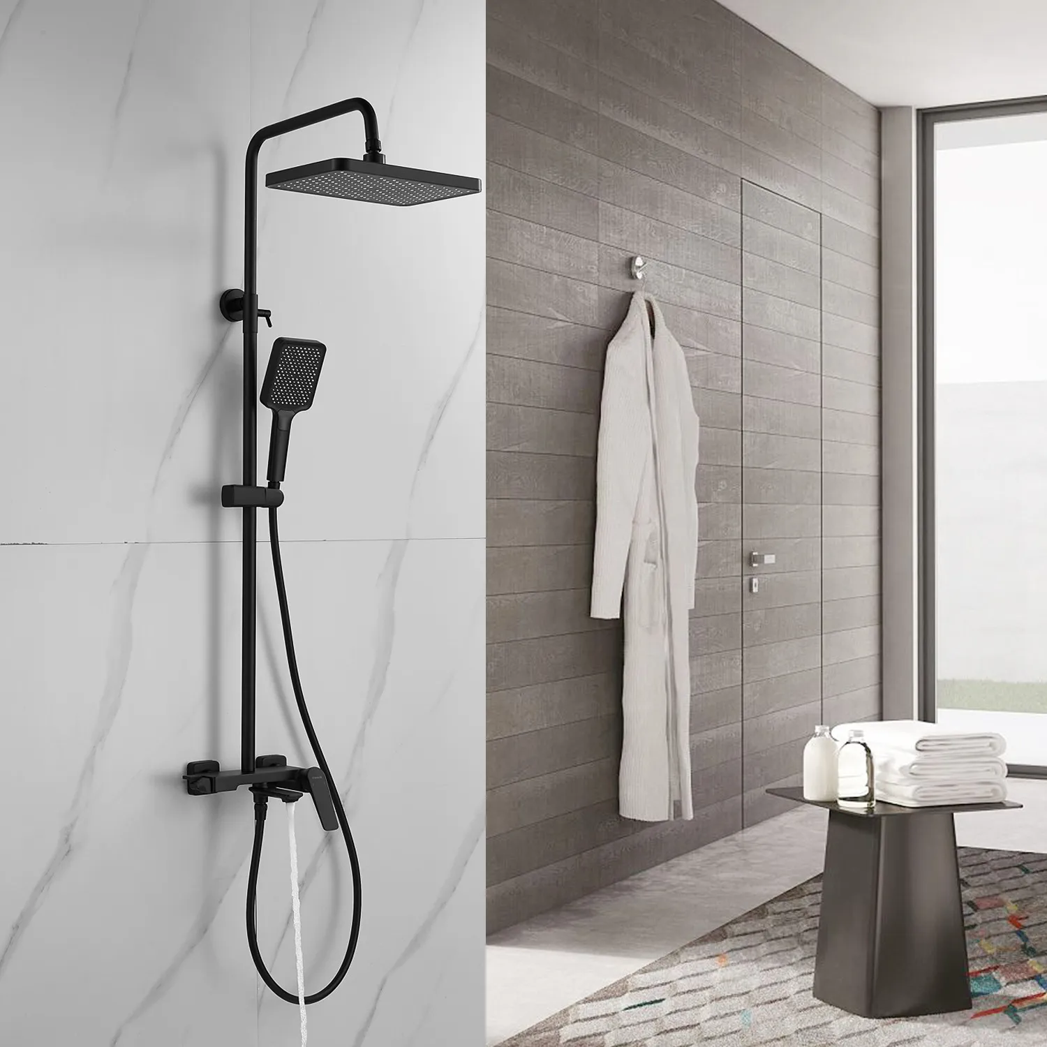 Душевая система Shevanik S4226H, черный