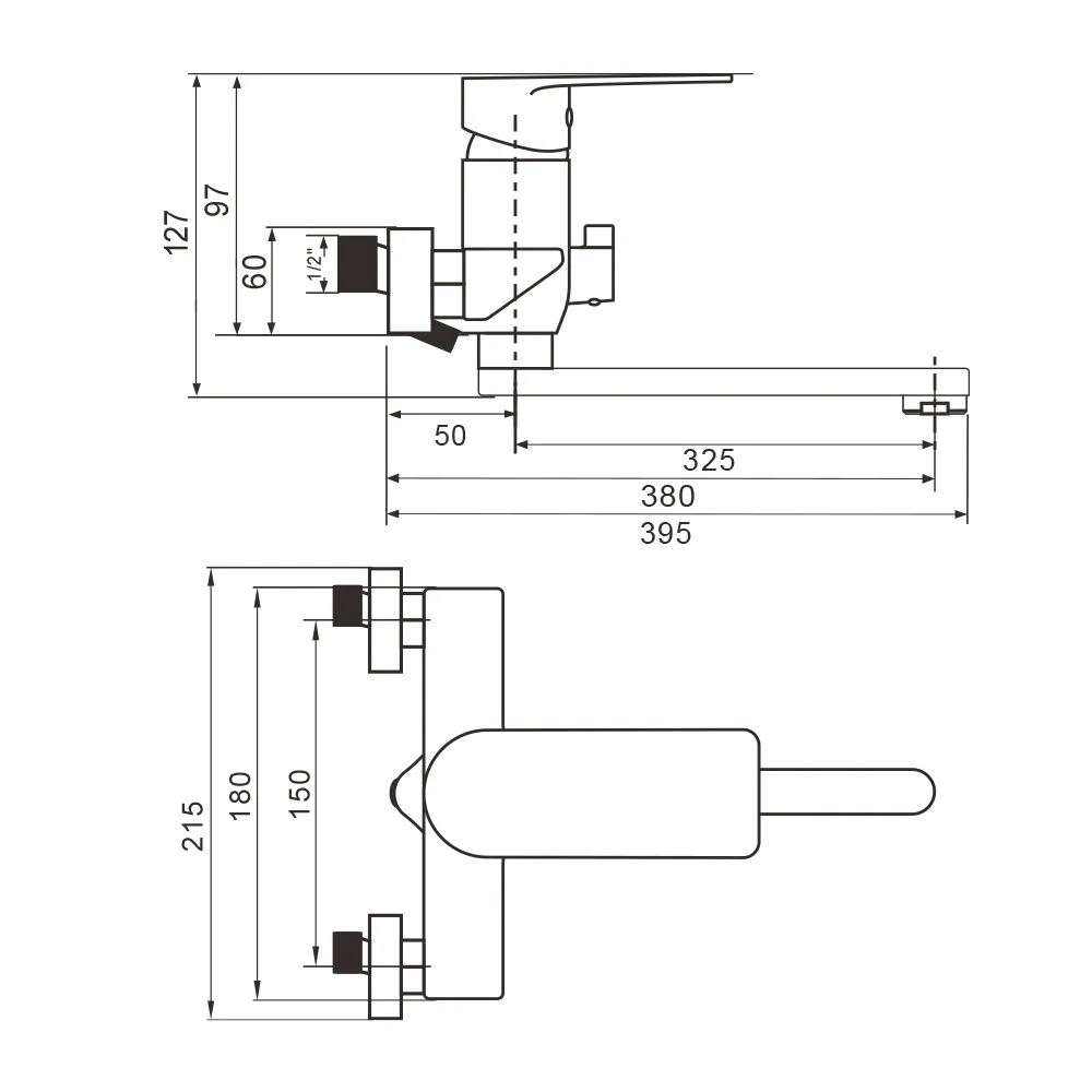 Смеситель для ванны WesnaArt RAY11-320, хром