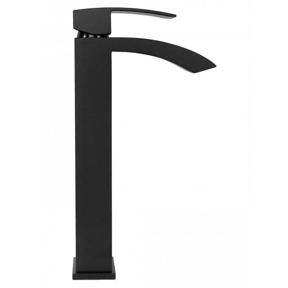 Смеситель для раковины высокий Hansberge H2077BL, черный