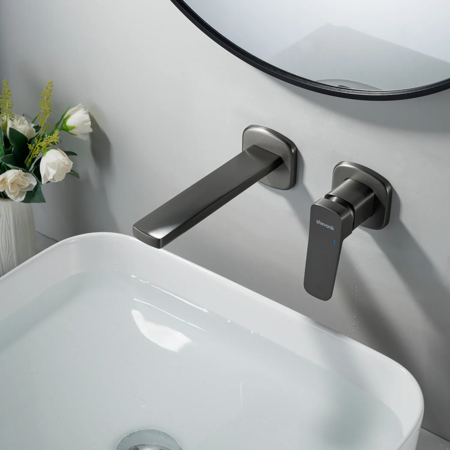 Смеситель для раковины встраиваемый Shevanik S9941T, оружейная сталь