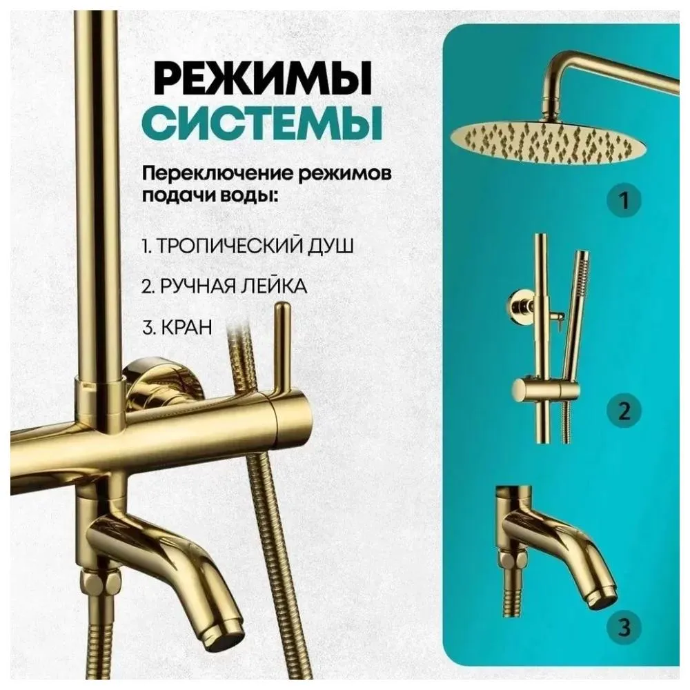 Душевая система Grocenberg GB7099GO, золото