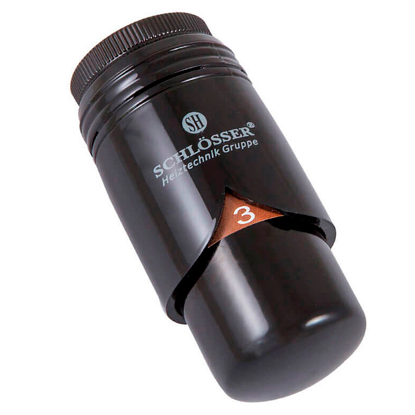 Термостатическая головка Schlosser BRILLANT M30x1,5 SH, Черный (600200014 RAL 9005)