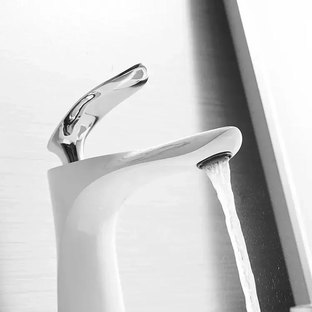 Смеситель для раковины Grocenberg GB2001WC, белый/хром