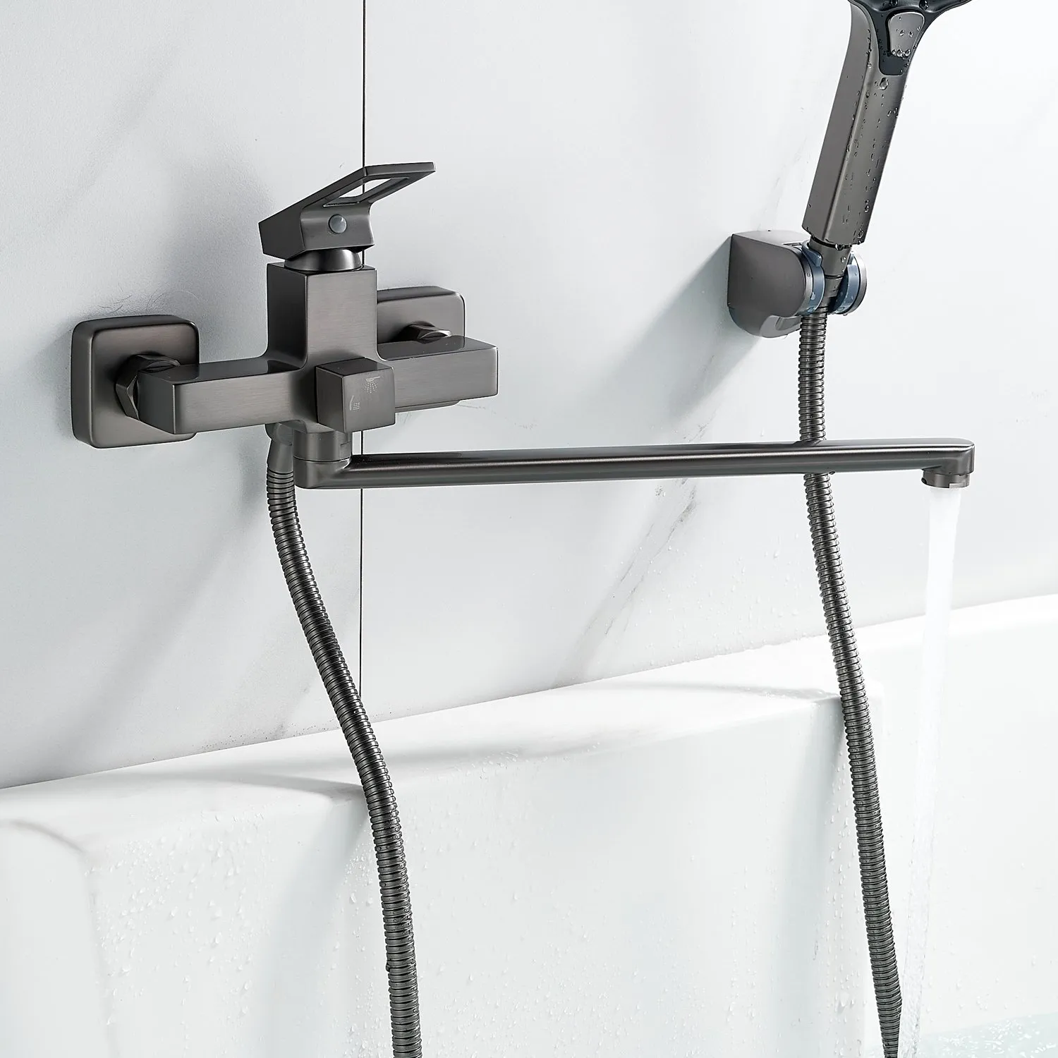 Смеситель для ванны Raffine F2296T, оружейная сталь