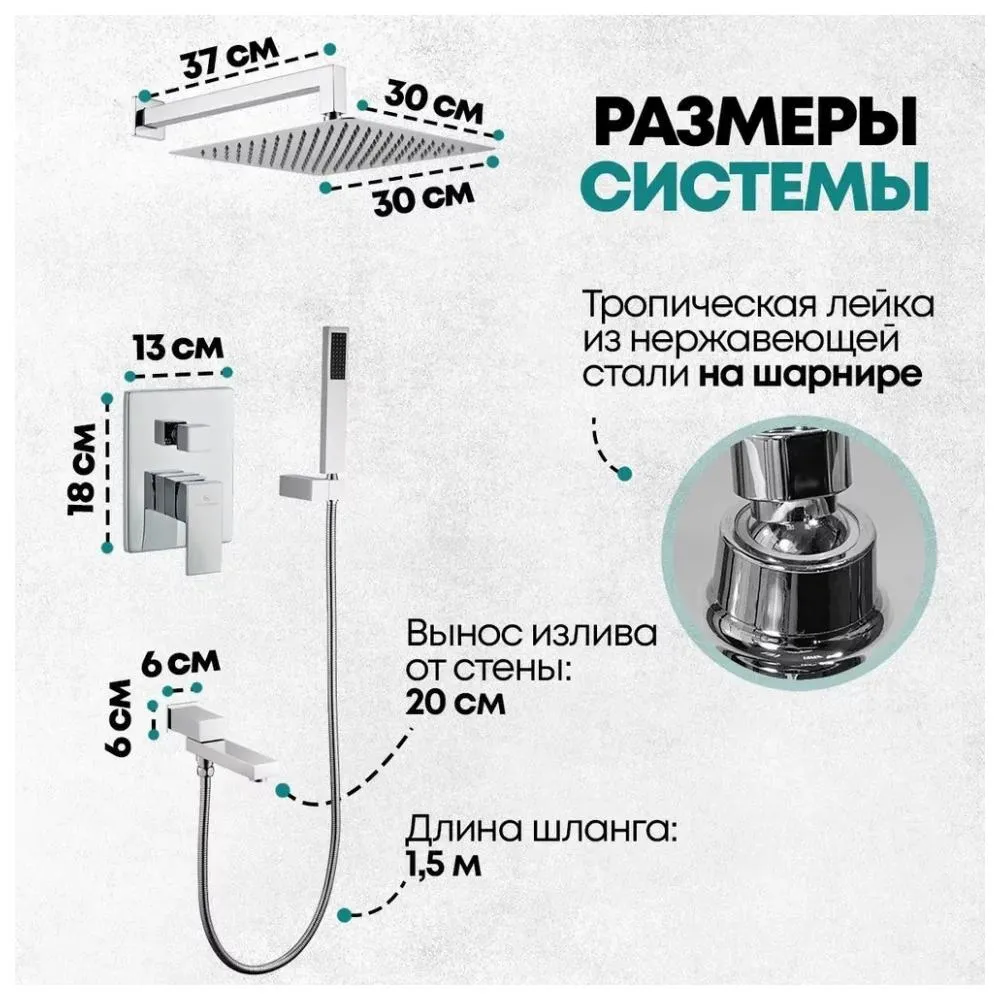 Душевая система встраиваемая Grocenberg GB5089CR-1, хром