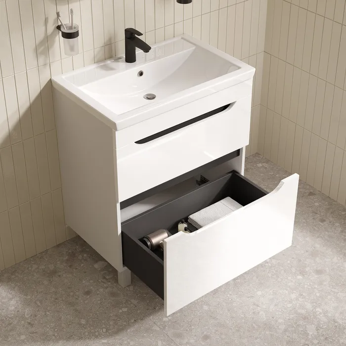 Тумба с умывальником, напольная, 70 см, белый, Ray, IDDIS, RAY70WFi95K