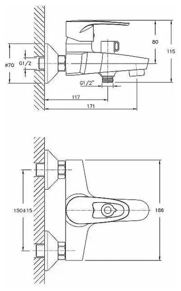 Смеситель для ванны D-Lin D130422, хром