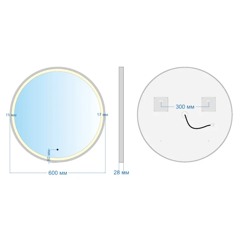 Зеркало Silver Mirrors Делуна/Deluna D600 TX (алюм. профиль, цвет золото, бесконтактный сенсор)
