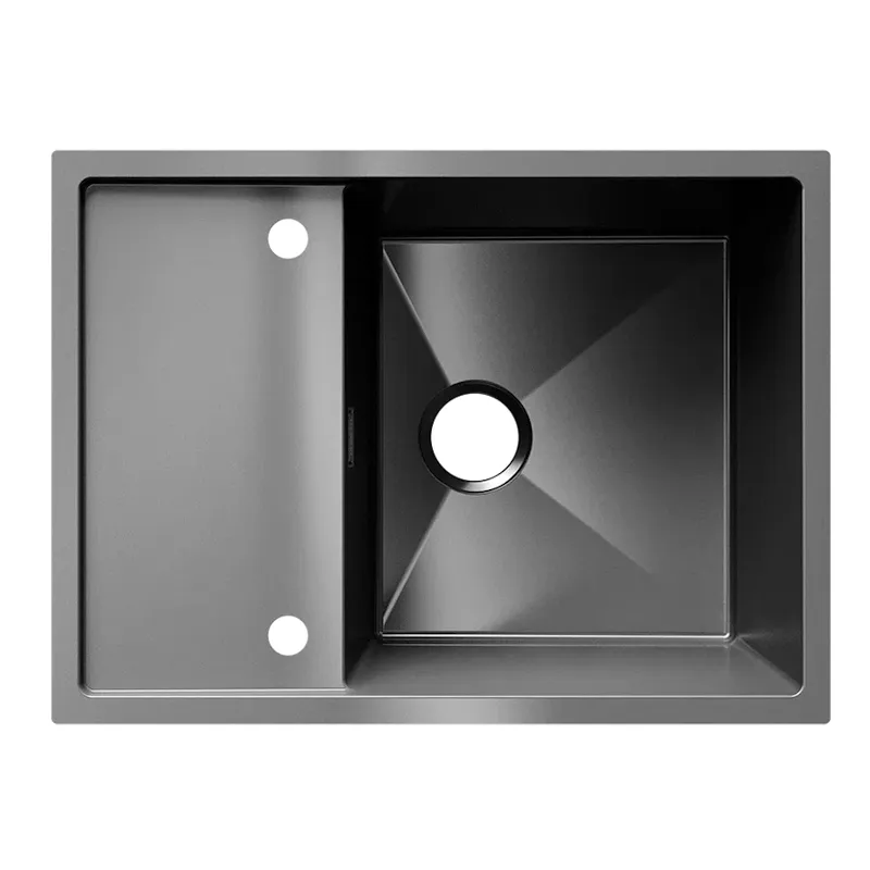 Кухонная мойка Ulgran Steel 680x500, черная брашированная сталь