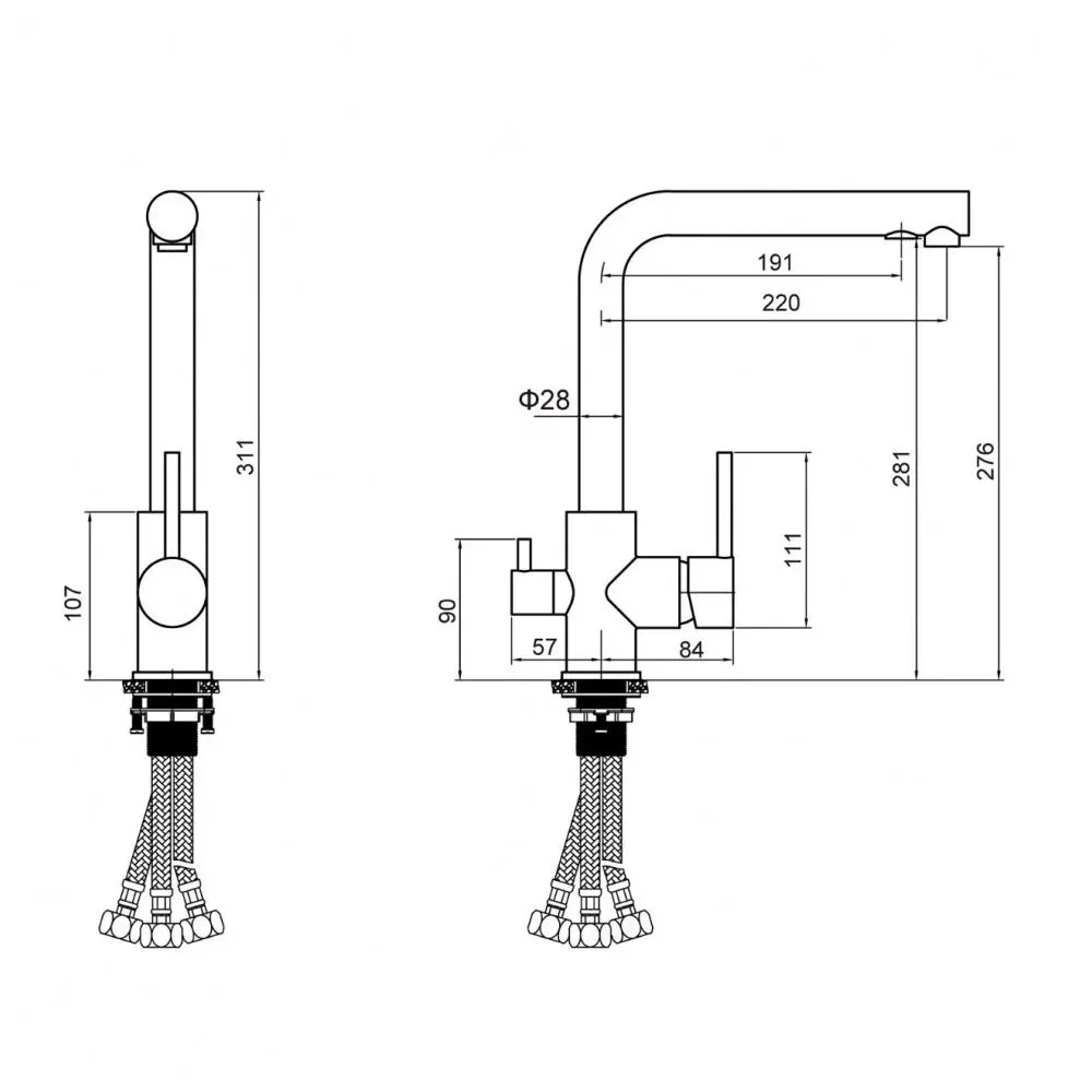 Смеситель для кухни Grocenberg GB40551BG, графит
