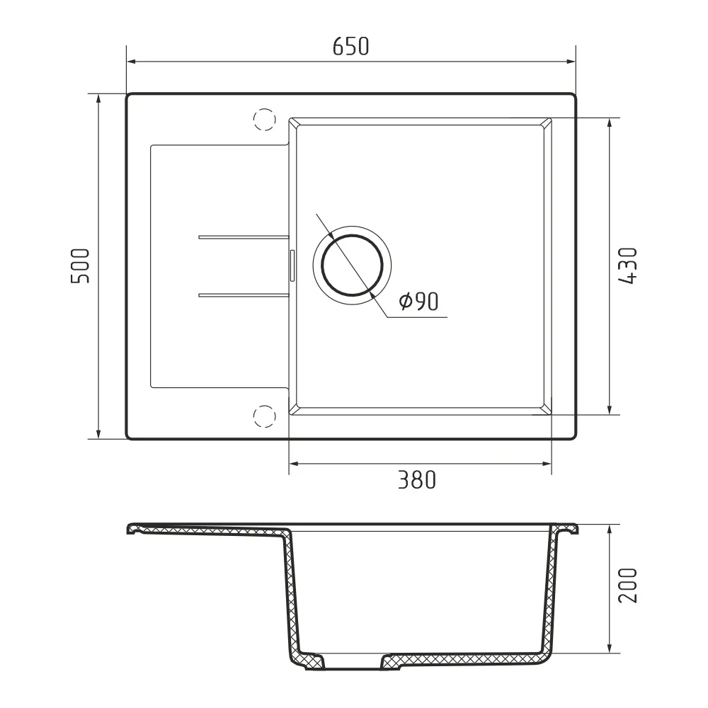 Кухонная мойка Rivelato LUMO LM-6550, темно-серый