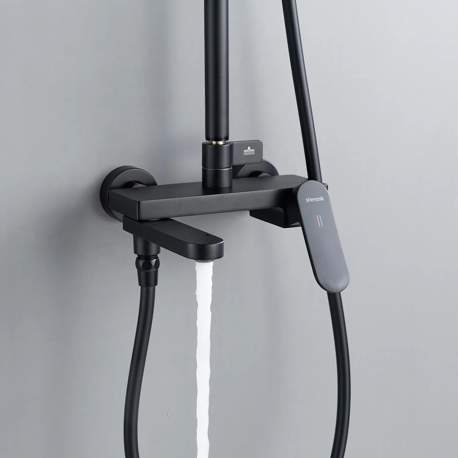 Душевая система Shevanik S4536H, черный