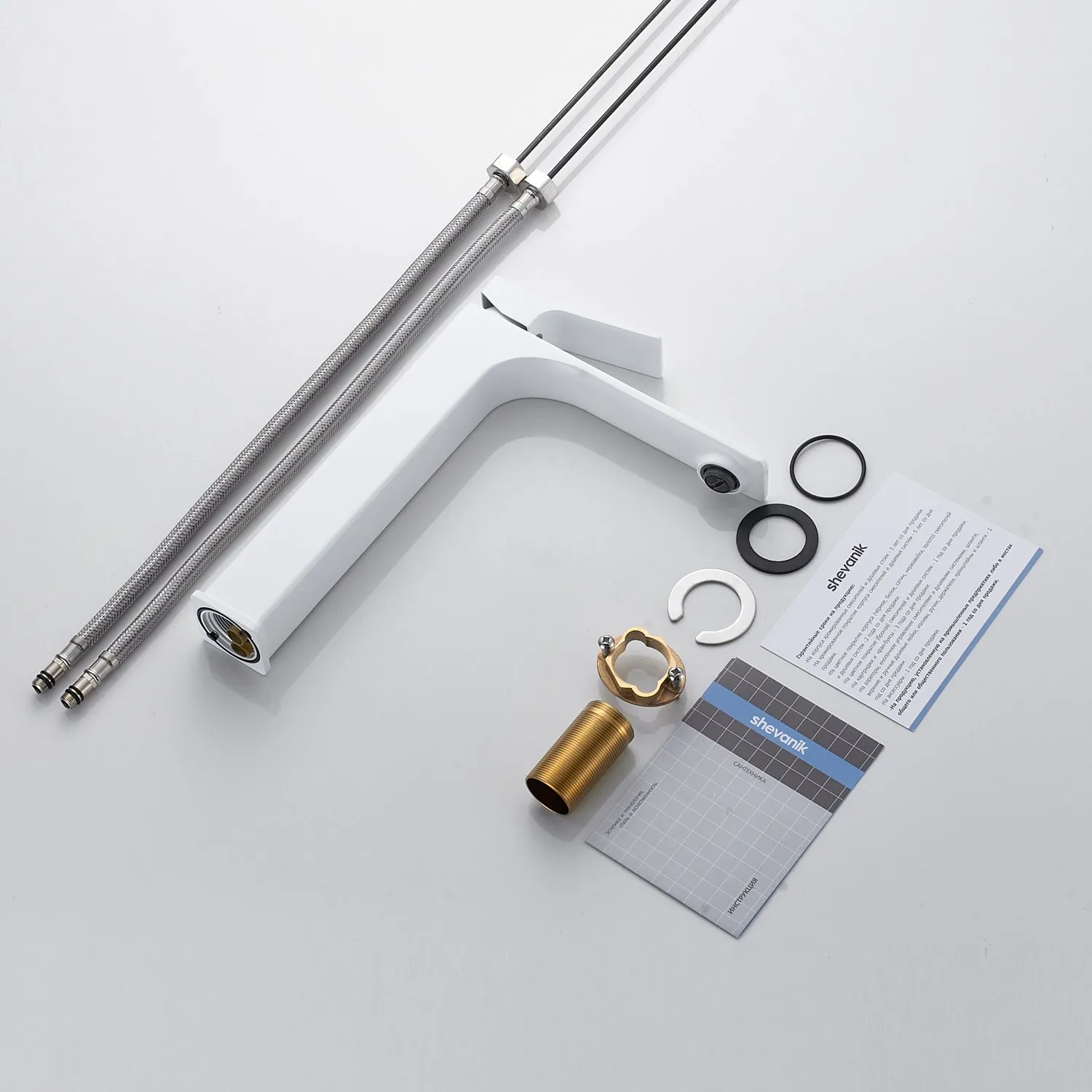 Смеситель для раковины высокий Shevanik S6111C, белый