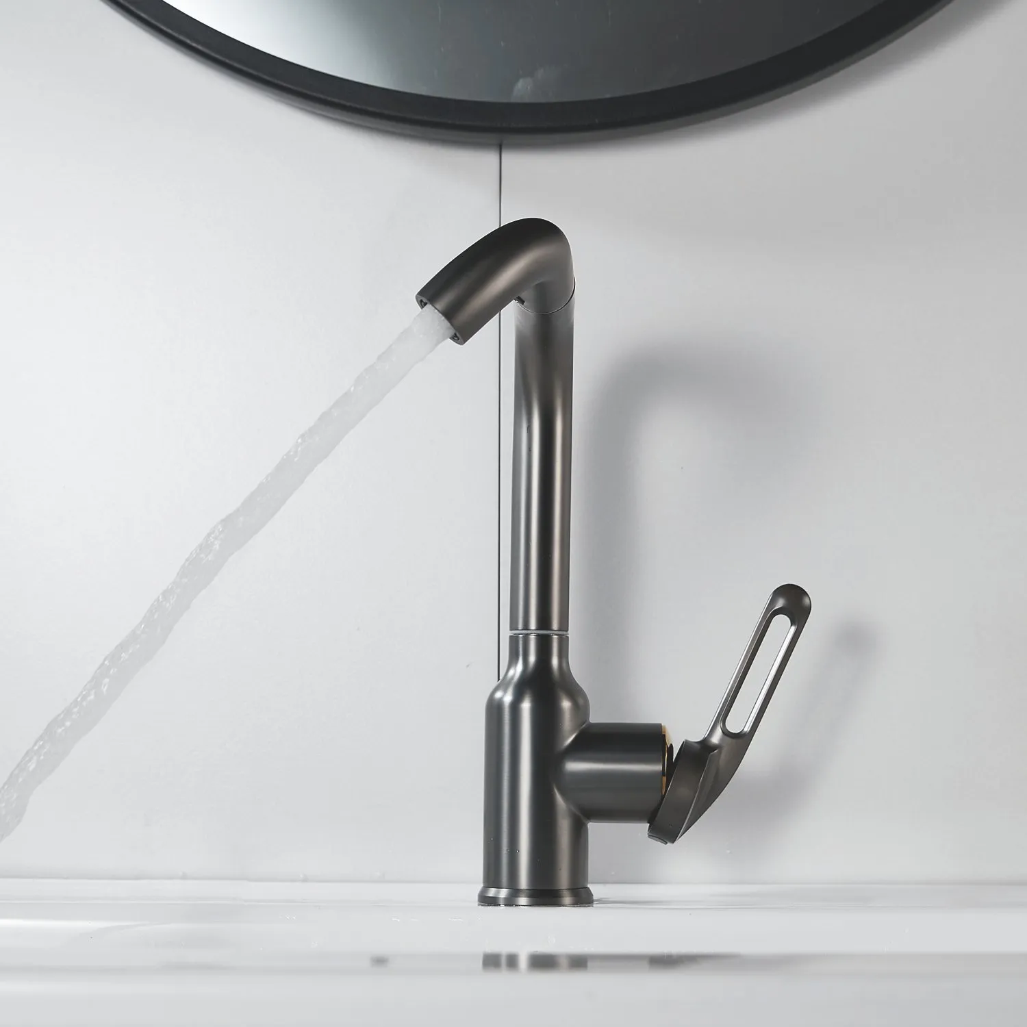 Смеситель для раковины Raffine F201T, оружейная сталь