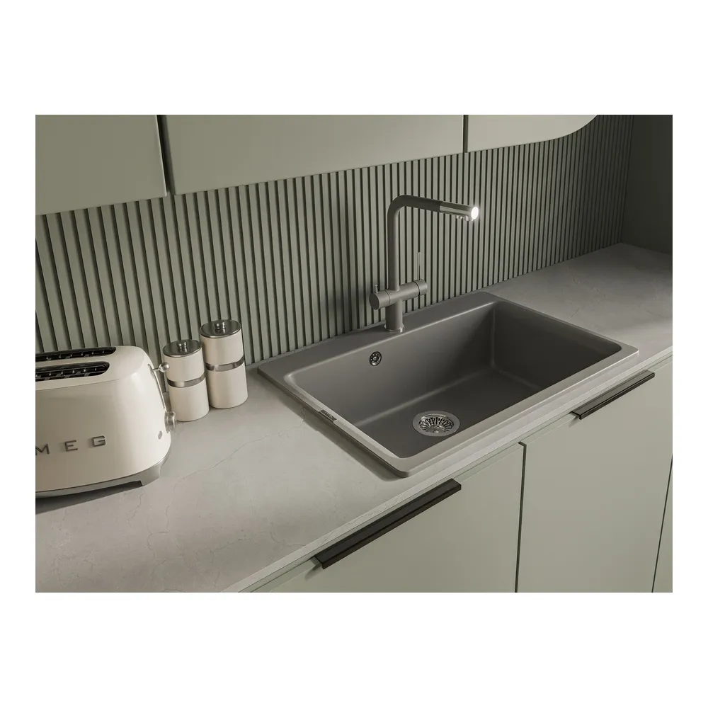 Смеситель для кухни с подключением фильтра Rivelato Lugano 1523513, серый/хром