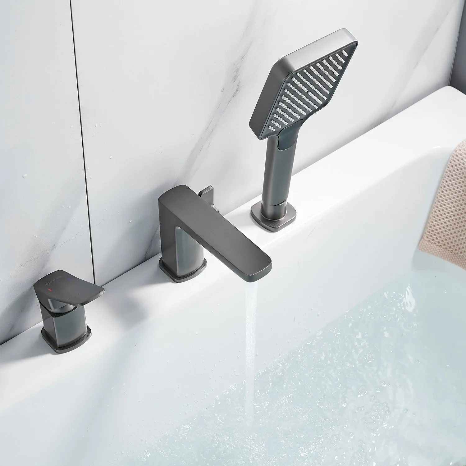 Смеситель на борт ванны Shevanik S9912T, оружейная сталь