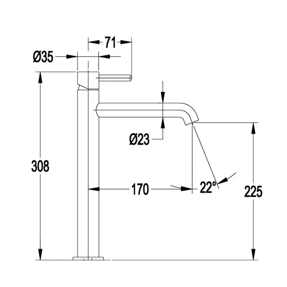 Смеситель для раковины высокий FILARETE Roun FL6020BL, черный