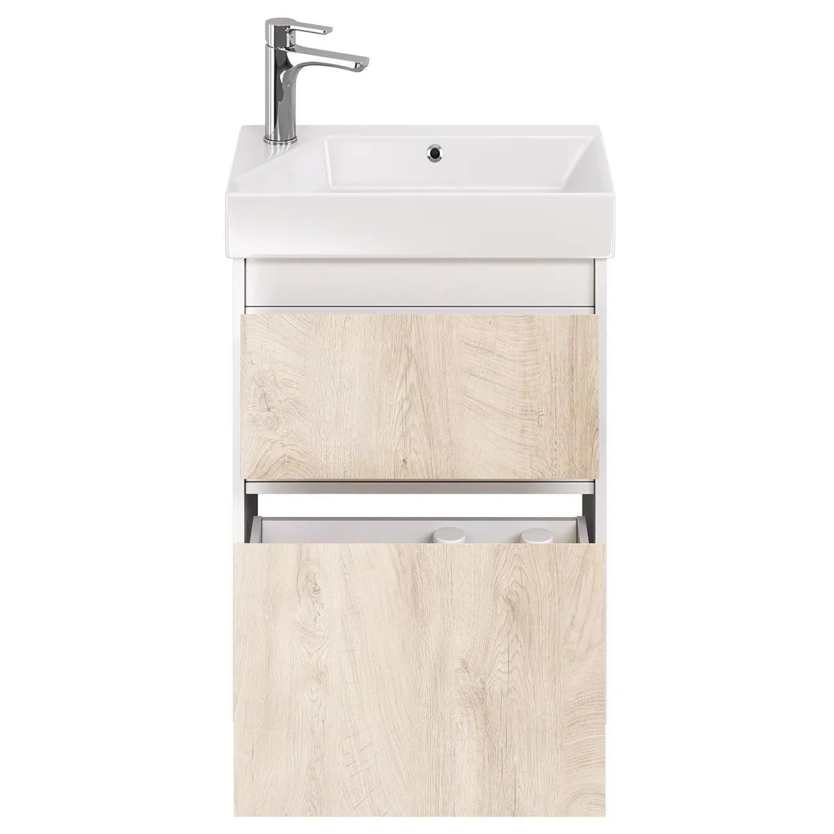 Тумба под раковину подвесная Dreja Slim 55 см, белый/дуб кантри